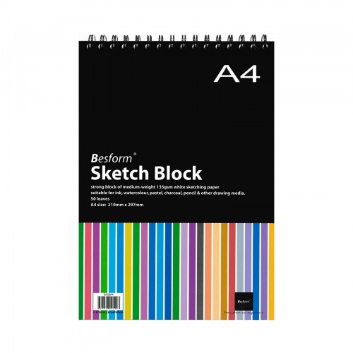 A4 Sketch Block - 120 Sheets Of 90gsm Unlined Paper For Drawing & Artwork